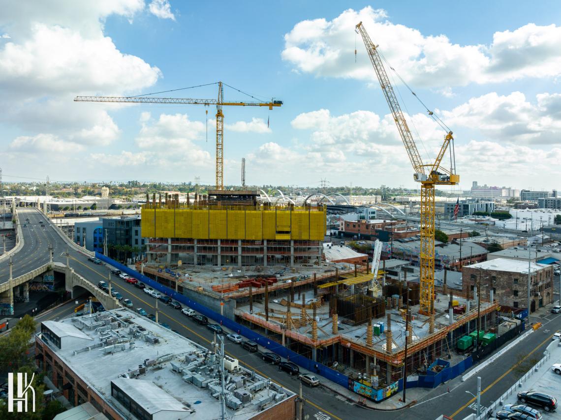 The Arts District's first high-rise starts to take shape at 520 S 